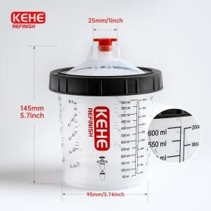 KEHE 10개입 페인트 스프레이 건 컵 600ml 20oz 플라스틱 믹싱 일회용 포트 타입 H/O 퀵