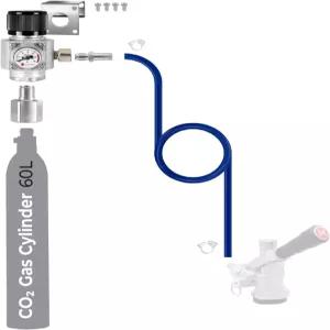 미니 레귤레이터가 장착된 60리터 CO2 실린더용 케그코 변환 키트