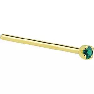 바디 캔디 솔리드 18k 옐로우 골드 1.5mm 0.015 cttw 정품 그린 다이아몬드 스트레이트 피쉬테일 코 스터드