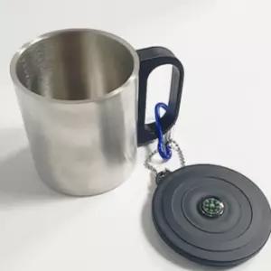 휴대용 스텐 나침반 이중 등산 캠핑 머그 컵 200ml 용컵