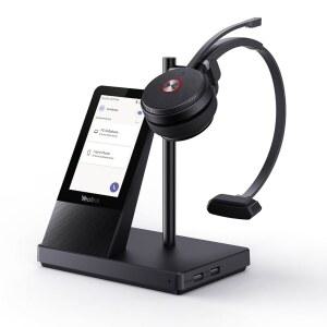 4인치 화면의 YEALINK WH66 무선 헤드셋 525피트 범위 스피커 시간 ZOOM 사무용 DECT PC 인증 휴대폰용 13시간 데스크폰 헤드폰 팀용 SKYPE 통화
