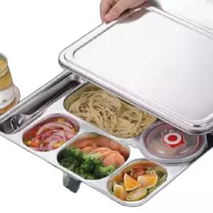 스테인리스 식판 뚜껑 혼밥식판 한식뷔페 자취 국그릇 기사식당 세트 배식대 뚜껑이 학교 병원