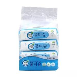 깨끗한나라 물티슈 페퍼민트 캡형 60매촉촉한휴지 휴대용 세트 청소 여행용 대용량