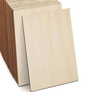 SIWUCHYE 미완성 목재 공예용 참피나무 시트 목재 150X100X2MM 나무 보트 항공기 학교 장식품 15팩 공예 프로젝트 보드 DIY 예술 하우스 선박
