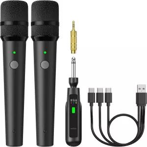TONOR 2.4G 듀얼 무선 마이크 리시버가 장착된 충전식 휴대용 시스템 노래를 위한 노래방 홈 파티 생일