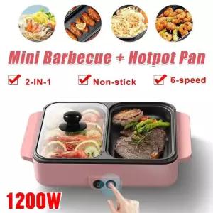 4가지 전기 라면포트 멀티쿠커 바베큐 그릴 멀티 쿠커 논스틱 플레이트 팬 2 인 1 110V 220V 1200W