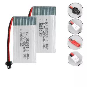 드론 부품 악세사리 부속 수리 3.7V 400mAh 리튬 배터리 모델 비행기 쿼드 콥터 액세서리 752035 고배율 20