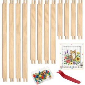 바늘 작업용 12PCS 스트레처 10인치 100개의 배낭 프라이 도구가 포함된 파인 니들포인트 키트 자수 크로스 스티치용 DIY 캔버스 프레임
