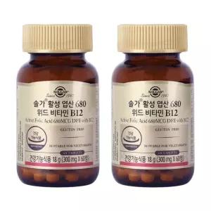 솔가 Solgar 활성 엽산 음식 680 비타민B12 60정 2개 MJ