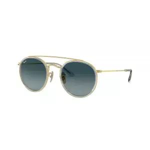 Ray-Ban 유니 Rb3647n 더블 브릿지 라운드 선글라스 골드/블루 그라데이션 그레이 51mm