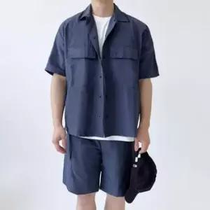 [옷은날개] 여름 루즈핏 하프 슬리브 셔츠 쇼츠 투피스 쿨링 데일리 셋업 코디룩