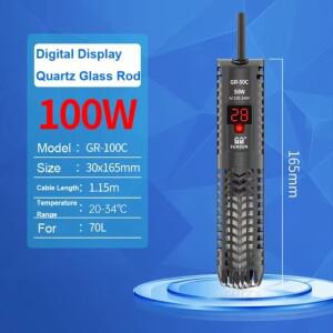 석영 유리 수족관 수중 히터 조절 가능 온도 LCD 디스플레이 어항 50w-500w