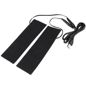 1쌍 USB 가열 필름 탄소 섬유 매트  발 패드 19.6x6cm 5V 35-50도 블랙