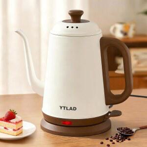 YTLAD 구스넥 전기 스틸 커피 1L 304 스테인리스 주전자 끓이기 고속 1000W