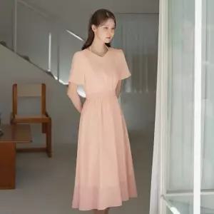 시크라인 XXL까지) 나린디 밴딩 쉬폰 플레어 원피스 하객룩 오피스룩 모임룩 격식룩 빅사이즈
