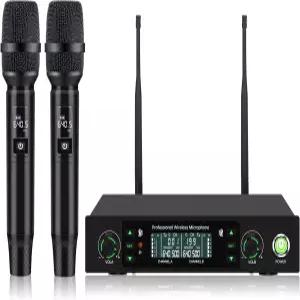 전문가용 무선 마이크 시스템 500피트 장거리 2.4G 세트 40시간 재생 노래방 노래 DJ 교회 파티 결혼식을