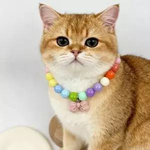 HIKT 반려동물 도파민 리본 목걸이 강아지 고양이 팬던트 외출용품