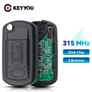 KEYYOU 433MHz 3 버튼 플립 접이식 원격 제어 키 자동차 Fob 레인지 로버 스포츠 랜드 디스커버리