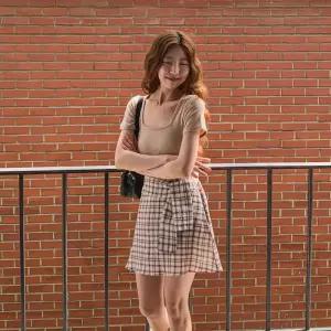 [옷자락] 여성 스타일 캐주얼 체크 미니 스커트