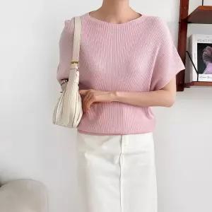 [옷자락] 여자 가오리핏 골지반팔 라운드 데일리룩 여름 니트
