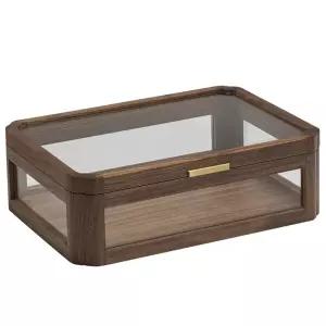 우드 유리 쇼케이스 손잡이 디저트 카페 와이드 진열대 35x25x12.5cm 골드 쿠키