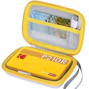 KODAK Mini 2 Retro P210R / Shot C210R 인스턴트 디지털 카메라 포토 프린터와 호환되는 Lebakort 하드 케이스, 오프 화이트 + 옐로우 케이스