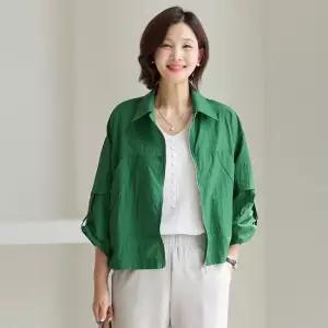 김여사, (빅사이즈)(최신상)(66-88) 바스락 무드 롤업 자켓 3JK604517