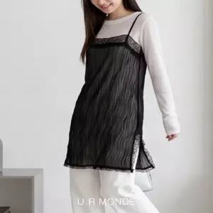 [유아몽드]플리츠 주름 레이어드 나시 원피스 페미닌 잔주름 시