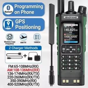 바오펑 UV32 GPS 무전기 CB 듀얼 밴드 햄 라디오 캠핑용 장거리 무전기(6km) 소형 휴대용 배터리