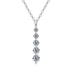 여성용 AOKSUNS 모이사나이트 드롭 펜던트 목걸이, 0.92 CT 14K 골드 충전 5스톤 라운드 펜던트, 아내 어머니 생신 기념 발렌타인 결혼식을 위한 트렌디한 주얼리 선물