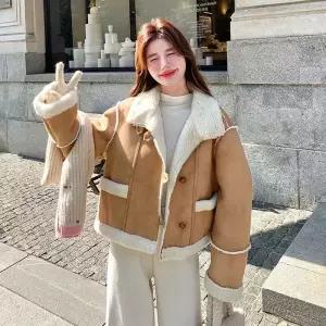 타노스여성용 페이크 하프코트 데일리룩 퍼 가죽 일체형 재킷 KUK1