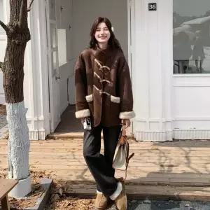 타노스여성용 페이크 코트 데일리룩 퍼 가죽 일체형 재킷 KUK1