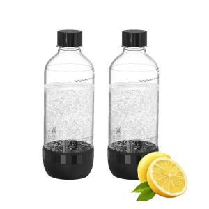 핀퓨어 소다 메이커 병, BPA 프리 재사용 가능한 소다 병(2팩), 안전한 밀봉이 가능한 누수 방지 탄산수 병 1L, 대부분의 소다 메이커 블랙과 호환 가능