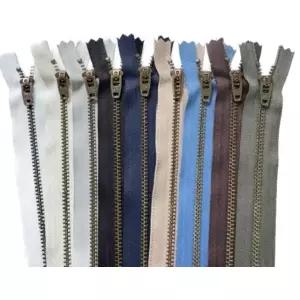 고급 골드 메탈 컬러 클로즈 지퍼 자크 호환 수예용품 블랙 패브릭 스트랩+엔틱 11cm