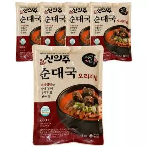 신의주 찹쌀순대 오리지널 순대국 얼큰한맛 600g X 5개