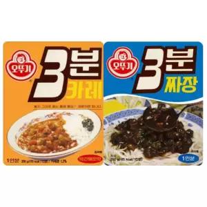 오뚜기 3분 레트로 카레 약간매운맛 1개 + 짜장 2종세트
