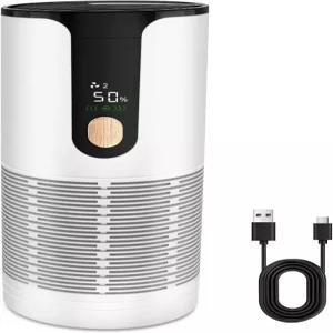 아린트 미니 자동차 공기청정기 - LCD 디스플레이 15dB 조용 USB-C 충전 자동차/사무실/데스크/여행용 (