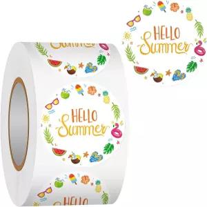헤이파이브로 500 PCS 1.5인치 헬로 여름 스티커 롤 선물 포장 카드 사탕 가방 봉투 파티 용품 ( 텍스트 1
