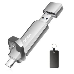 Orlian 512G 외장 휴대용 SSD USB 솔리드 스테이트 드라이브, 최대 1000MB /s USB 3.2세대 2세대 솔리드 스테이트, 타입 C + 휴대폰 / 안드로이드 노트북 / 윈도우 / 맥, 실버용 듀얼 드라이브