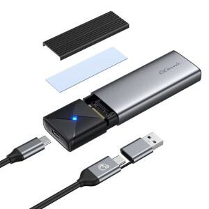 기문도 M.2 NVMe SATA 인클로저 어댑터 도구 없음, USB 3.2 2세대(10Gbps)에서 PCI-E NGFF SATA M-키 /(B+M) SSD용 주요 외장 SSD 인클로저 지원 UASP 2230 / 2242 / 2260 / 2280