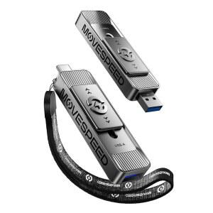이동 속도 1TB USB 드라이브, 듀얼 포트 및 푸시 풀 디자인의 썸드라이브 u2014 560MB /s 읽기 속도, 타입 C + USB 3.2 드라이브 휴대용 SSD(iPhone 15 /16 /17 / Android / Mac용)