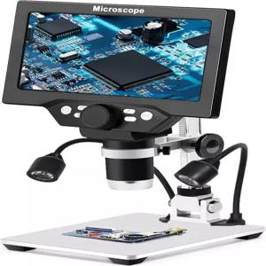 7인치 LCD 디지털 현미경 화면이 있는 1200배 동전 확대기 12MP 1080P USB 카메라 금속 스탠드 8개의 LED