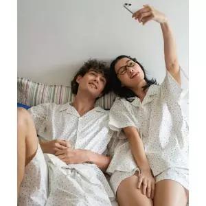 OGGITT uni레지던스 미니 도트 파자마 크림블루