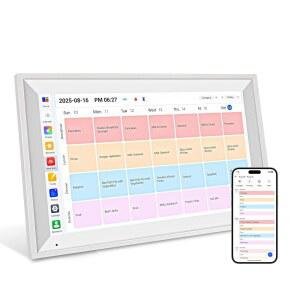 15.6인치 스마트 디지털 캘린더 HD 터치스크린 플래너 ROM 및 인터랙티브 정리함 64GB RAM 벽 안무 차트 프레임 사진 4GB