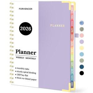 2026 플래너, 포벤서 캘린더 플래너 주간 및 2026년 이너 11인치, 하드커버 있는 노트북, 북, 저널 A4, 퍼플 오피스 정리함, 12월, 8.5인치 월간, X 의제 데일리 1월~2026년 포켓이 스쿨용