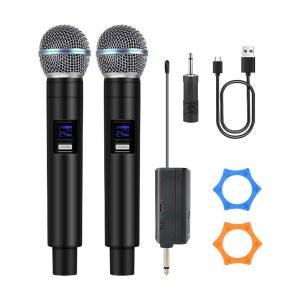 팟캐스트, 노래방 및 노래 u2013 2.4GHz 휴대용 다이내믹 마이크(150피트 범위, 8시간 배터리, 스트리밍 라이브 공연용 마이크로포노 이날람브리코)를 위한 로우비에타 프로페셔널 무선 마이크