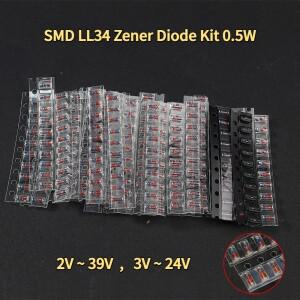 300PCS SMD LL34 제너 다이오드 키트 0.5W 2V~39V/3V-24V 조합 세트 30 값 15 DIY 전자 3.3V