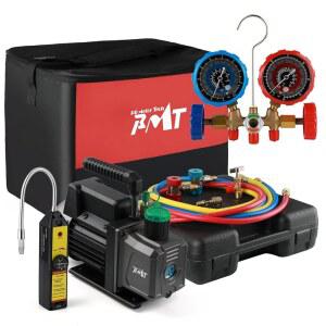 R134a R12 R22 R502용 3방향 교류 매니폴드 게이지가 설정된 PB 모터 TECH 4.5CFM 1/3HP 진공 펌프 - 누출 감지기, R134a 천공 캔 탭 등 포함