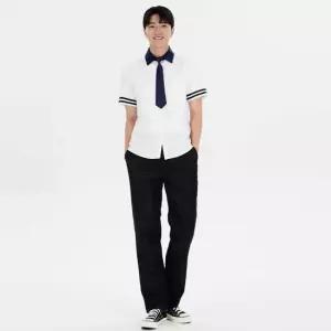 오너클랜 TBZ 블랙 더블라인 남자 교복세트 셔츠 타이 바지) 교복 졸업사진대여 커플교복대여
