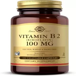 솔가 비타민 B2 리보플라빈 100mg 100개의 식물성 캡슐 - 에너지 대사 한 신경계 비-GMO 텐 프리 유제품